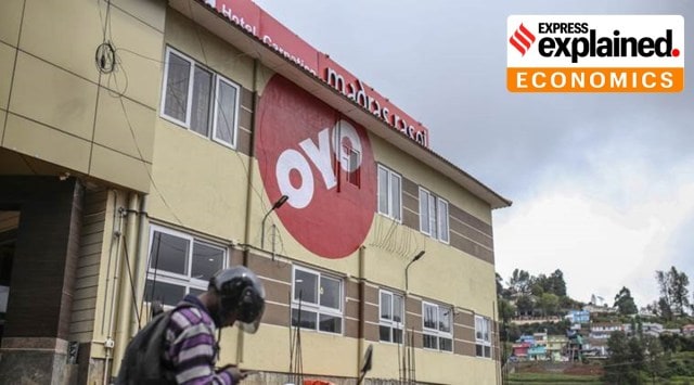 A logo of OYO rooms on a hotel in Ooty, Tamil Nadu. (Bloomberg Photo: Dhiraj Singh, File)