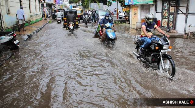 In the past 24-hours (ending 8.30am on Sunday), Shivajinagar recorded 0.5mm, Lohegaon – 1.2m and Pashan – 1.4mm.
 (Express Photo by Ashish Kale)