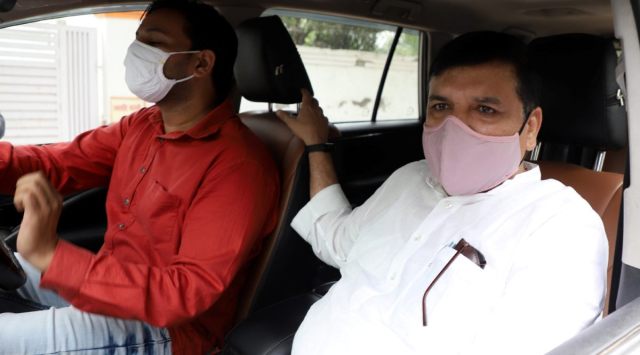 AAP MP Sanjay Singh returns after meeting Samajwadi Party president Akhilesh Yadav, in Lucknow Saturday. (Vishal Srivastav)