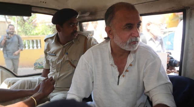 Tarun Tejpal outside the High Court Of Bombay at Goa. (Express file photo by Pradip Das)