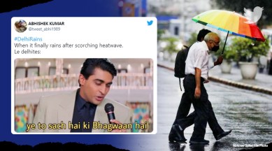 Delhi rain, Delhi rain memes, Delhi rain twitters reaction, national capital Monsoon, memes, IMD weathr forecast for Delhi, MD weather forecast delhi monsoon, Delhi monsoon, Delhi weather updates, national capital weather, Rain memes, Delhi NCR rain, weather updates, Trending News, Viral news, Indian Express news