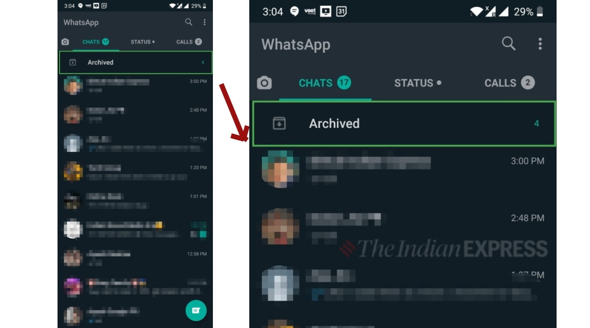 Whatsapp How To Remove Archived Chat Box From The Top On Android Technology News The Indian Express