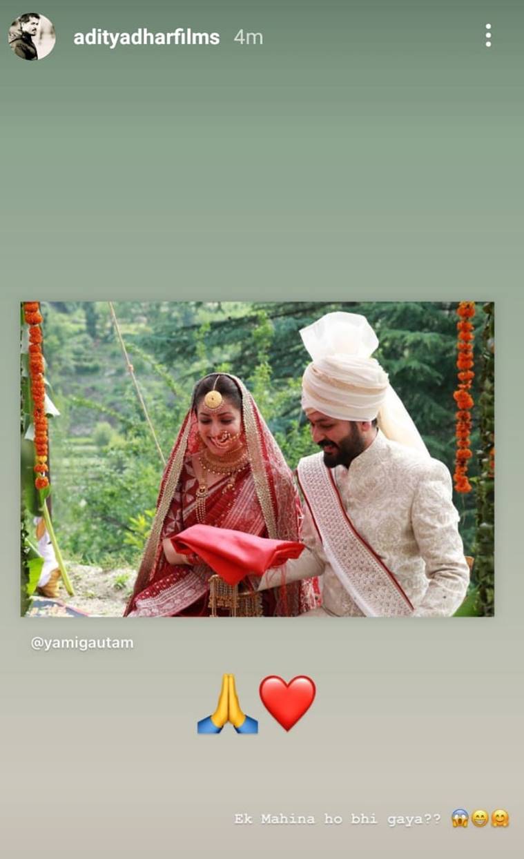 Yami Gautam And Aditya Dhar Celebrate One Month Of Their Wedding With Adorable Photo ‘ek Mahina 