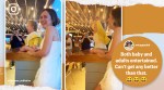 restaurant cheers baby flexing muscles, baby shows muscles strangers join in, cute baby videos, viral baby videos, indian express