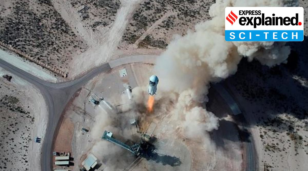 Jeff Bezos space mission, Jeff Bezos space, Jeff Bezos, Blue Origin space launch, Indian Express