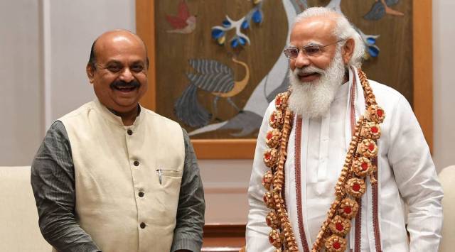 Basavaraj Bommai with Prime Minister Narendra Modi. (Photo: Twitter@narendramodi)