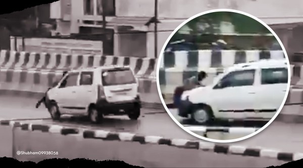 UP, UP police, kanpur man drags man on bonnet, truck driver bonnet viral video, man driven on bonnet trending, indian express, indian express news