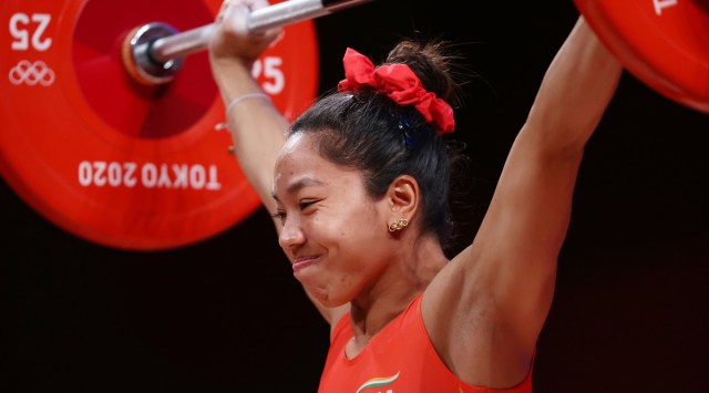 Mirabai Chanu Saikhom of India in action. (Source: Reuters)