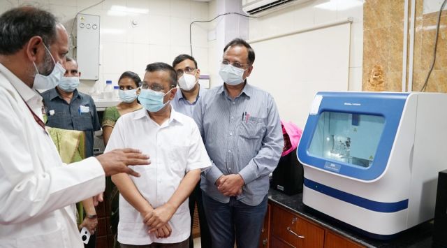Delhi CM Arvind Kejriwal during the launch of  the COVID genome sequencing facility at LNJP Hospital, Delhi.  (Photo Source: Twitter/@ArvindKejriwal)
