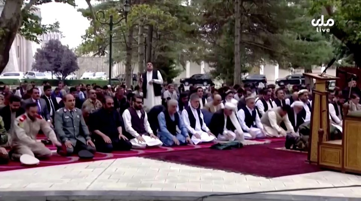 Watch: Afghanistan President Ashraf Ghani continues to offer Eid prayers amid rocket fire