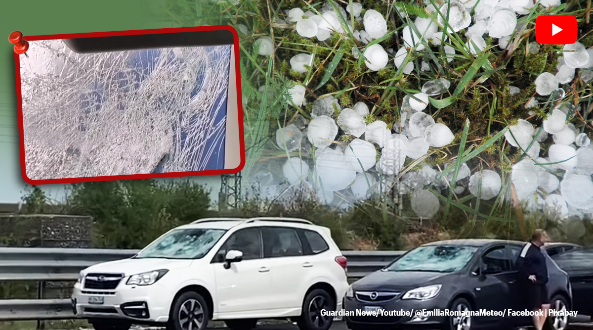 Watch Violent hailstorm smashes windshields of moving cars in Italian