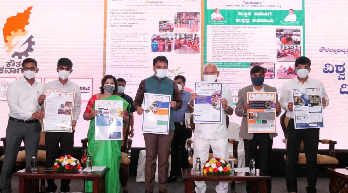 Chief Minister B S Yediyurappa also announced that a Karnataka Skill and Livelihood Taskforce had been set up to create 10 million job opportunities in the next five years. (Express Photo)