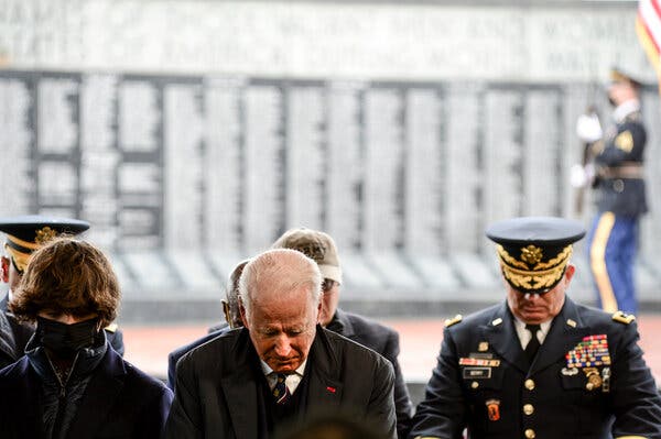 President Biden attends a Memorial Day service in Delaware in May.