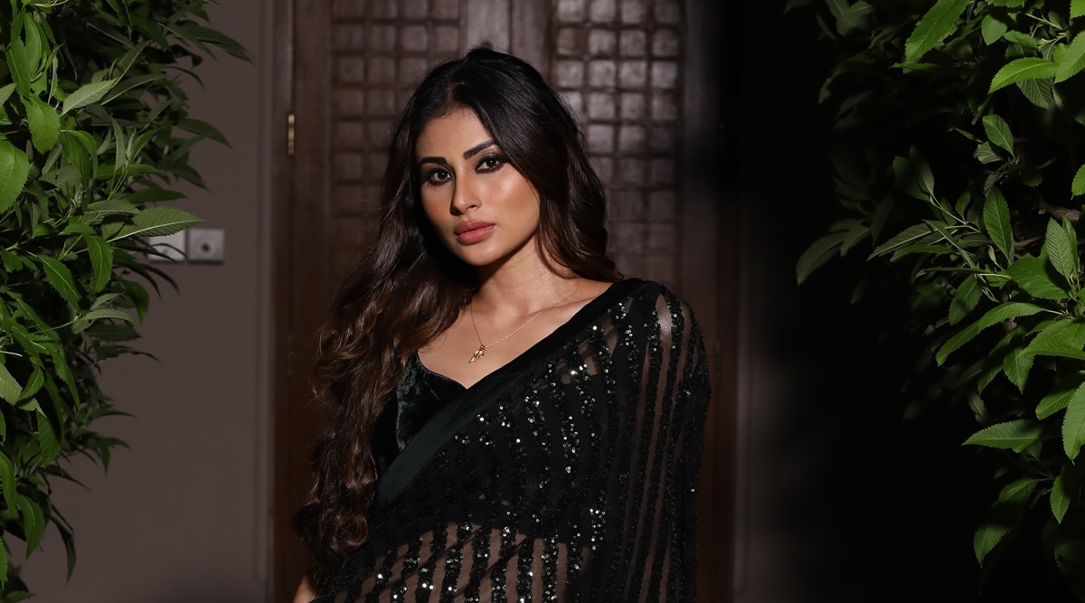 Celeb style: Mouni Roy looks splendid in a striped shimmer sari | Lifestyle  News,The Indian Express