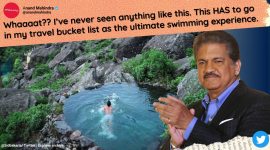 anand mahindra, anand mahindra travel bucket list, natural swimming pool, khela village natural swimming pool, viral news, Trending news, Indian express