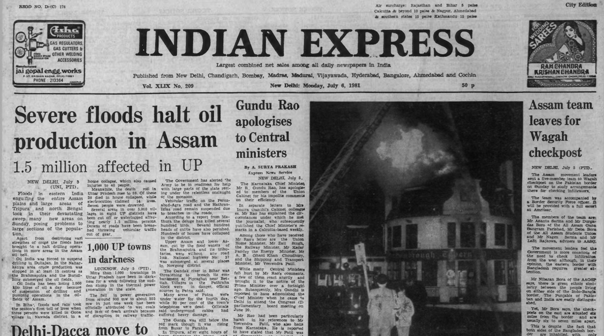 July 6 1981 Forty Years Ago Assam Hit By Floods The Indian Express