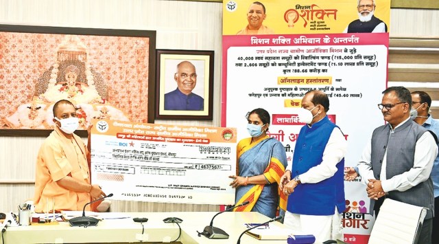 Chief Minister Yogi Adityanath during the progamme in Lucknow on Friday. (Express photo)