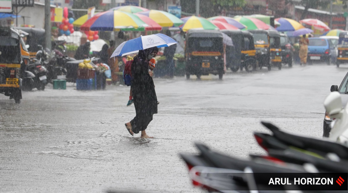 Waterlogging at Salunke Vihar road on Friday. (Express Photo: Arul Horizon, File)