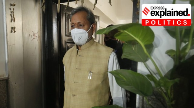 Uttarakhand Chief Minister Tirath Singh Rawat at his residence in New Delhi on Friday. (Express Photo: Praveen Khanna)