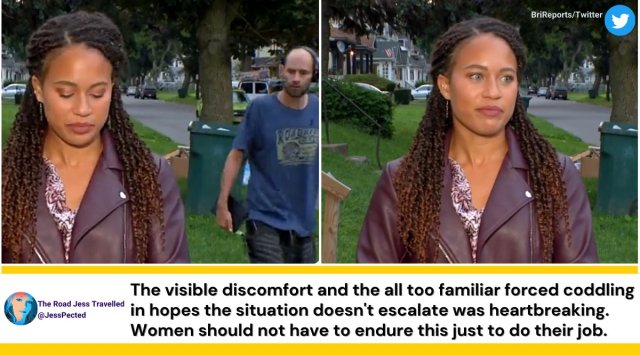 Brianna Hamblin, Brianna Hamblin racists crude remark on camera, reporter harassed be live, Brianna Hamblin video viral, indian express