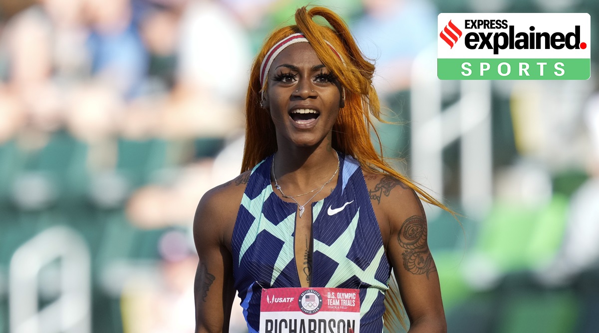 Sha'Carri RIchardson tested positive for cannabis after she won the 100m at the US trials last month (AP Photo/Ashley Landis)