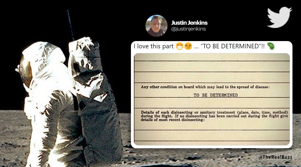 Apollo11 Dr. Buzz Aldrin tweets customs form viral post, astronaut aldrin buzz, space American astronaut, indian express news