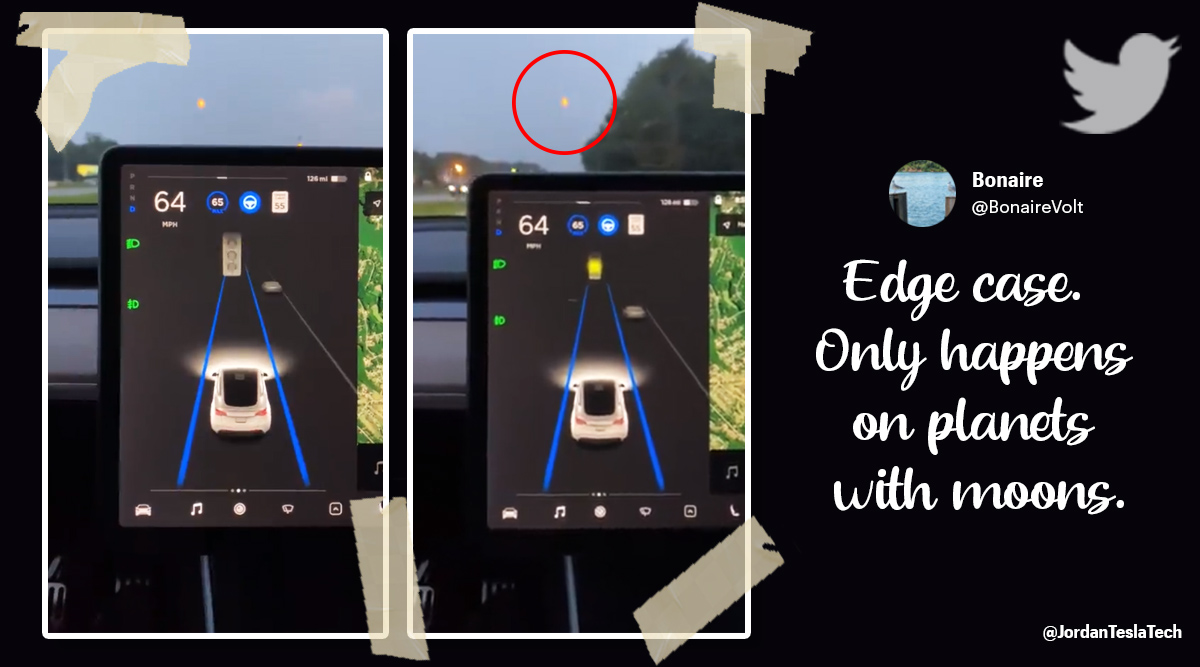 tesla, tesla auto pilot, tesla autopilot confuses moon traffic light viral video, elon musk, elon musk twitter reactions, Trending news, viral news, Indian express,news