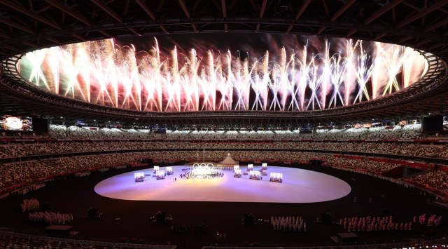 A general view of the opening ceremony of the Tokyo Olympics. (Reuters)