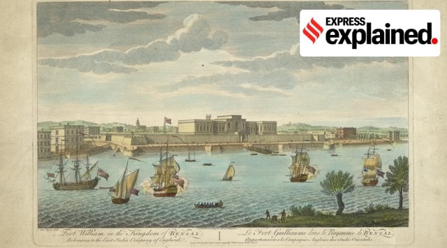 “Coloured engraving of Fort William in Calcutta by Jan Van Ryne (1712-60 published by Robert Sayer in London in 1754. Calcutta was founded on the mud flats of Hooghly River, a tributary of the Ganges, by the English merchant Job Charnock in 1690. After 1696, Fort William was constructed under the supervision of John Goldsborough. It was situated near the bank of the river. As we can see from this view, the building had two storeys and projecting wings. In 1757, an attack on the fort by the forces of Siraj-ud-Daulah, the Nawab of Bengal, led the British to build a new fort in the Maidan. The old fort was repaired and used as a customs house from 1766.” Photo courtesy: The British Library