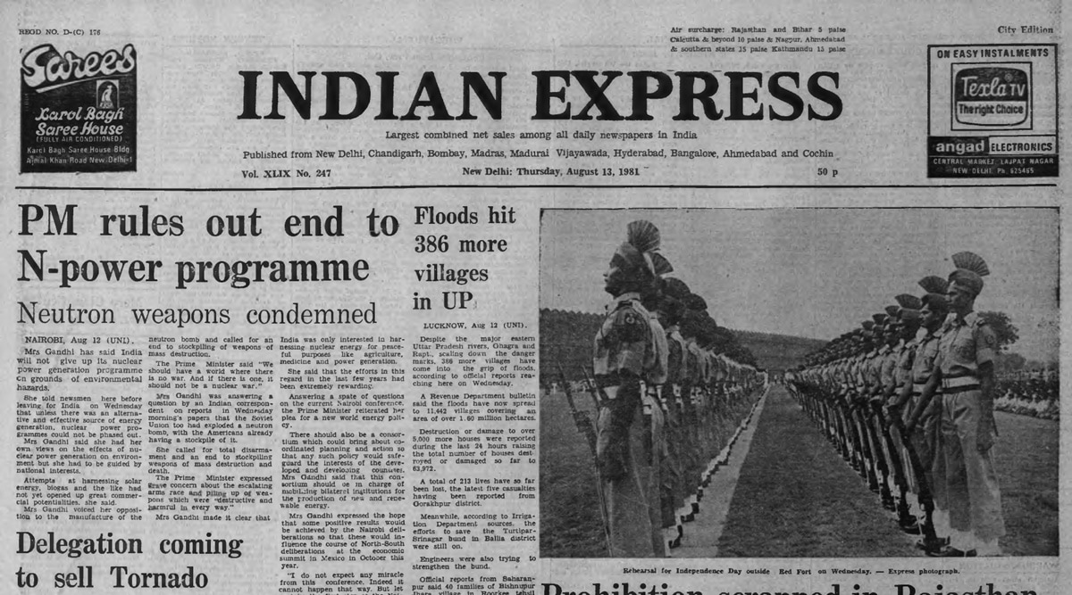 August 13, 1981, Forty Years Ago: Yes To N-power | The Indian Express