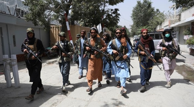 Taliban fighters patrol in the Wazir Akbar Khan neighborhood in the city of Kabul, Afghanistan on Wednesday, August 18, 2021. (AP)