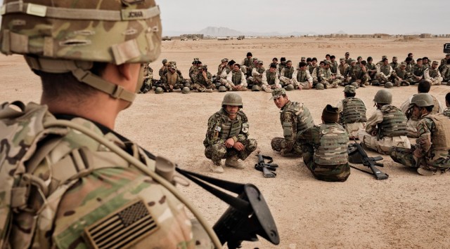 American soldiers overseeing training of their Afghan counterparts at Camp Bastion in Helmand Province, Afghanistan in 2016. (File Photo/The New York Times)
