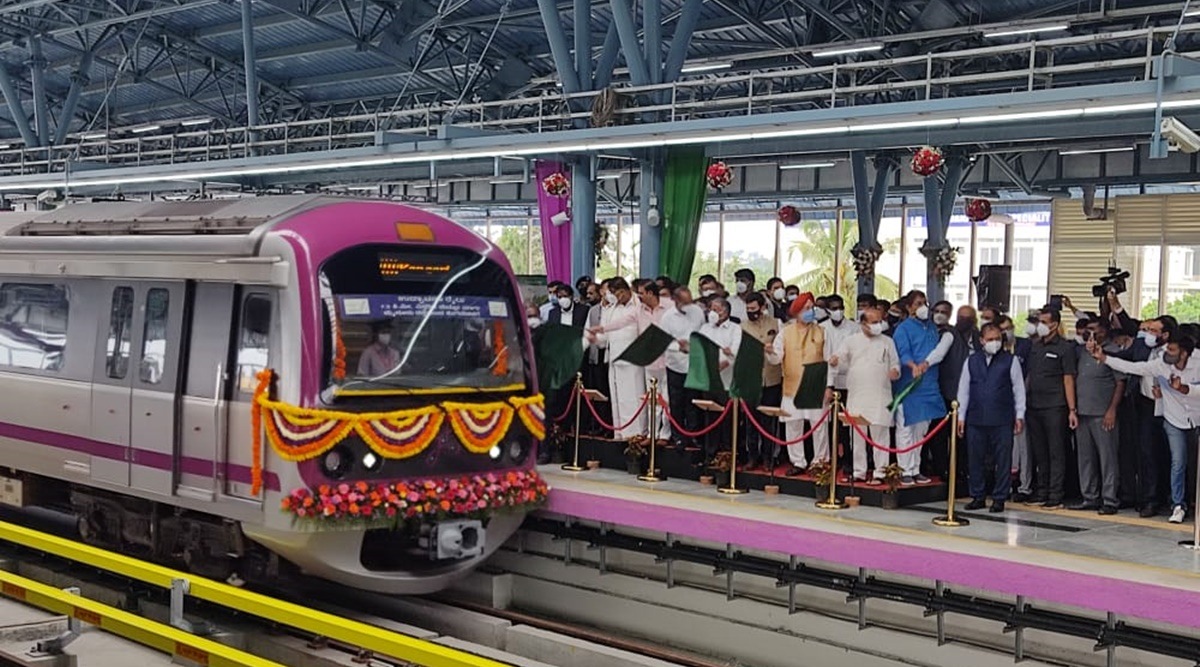 Bengaluru Metro Cm Bommai Hardeep Puri Inaugurate Extended Stretch On Purple Line Bangalore 2210