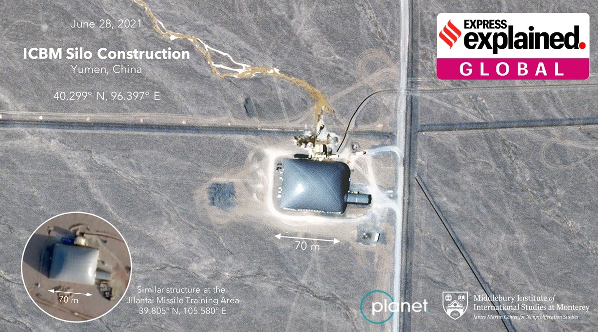 Satellite image from Planet Labs Inc. shows building of ICBM silo at Yumen.