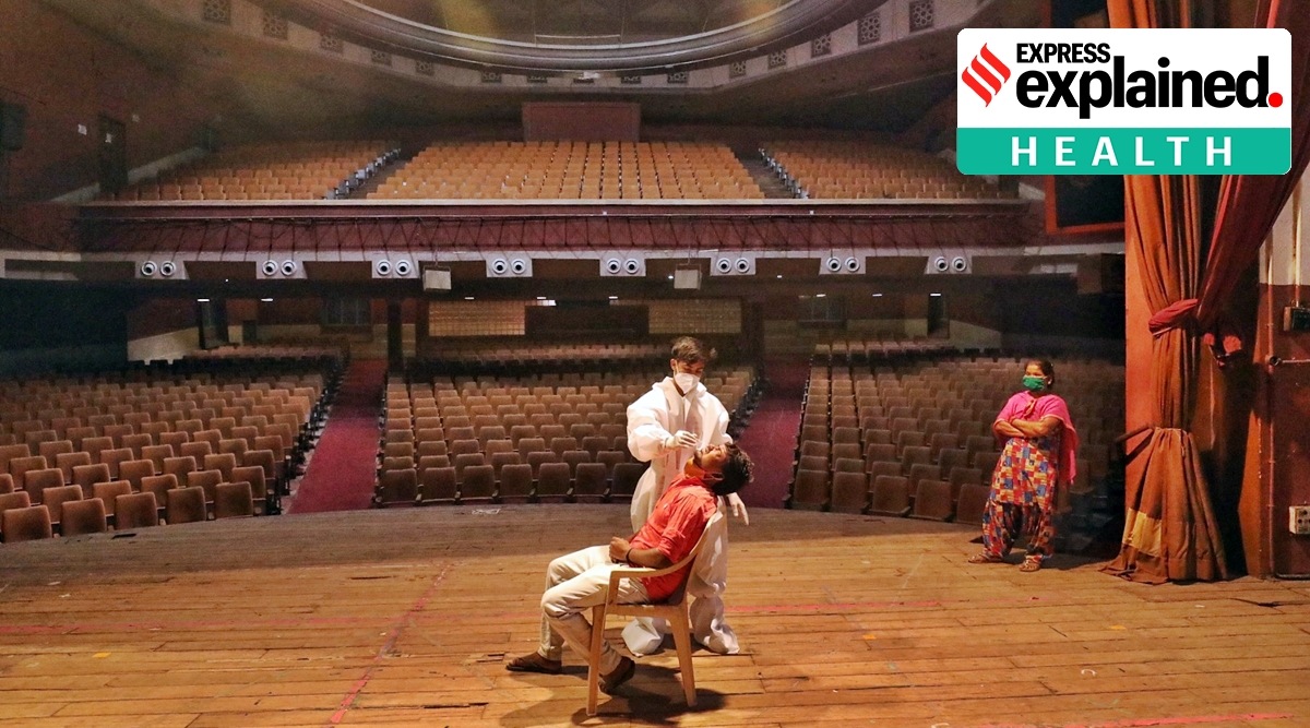 At a special Covid-19 test camp in Ahmedabad. (Express photo: Nirmal Harindran)