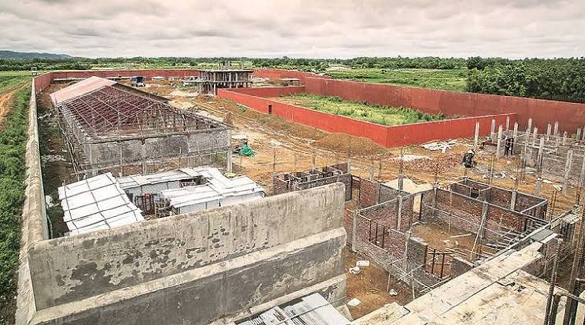 The detention centre being built at Matia in Goalpara district. (Express Photo: Abhishek Saha)