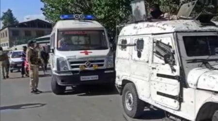 Visuals from the spot where the BJP sarpanch and his wife were shot dead. (ANI)