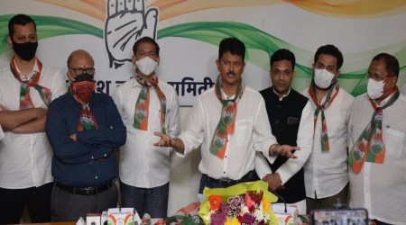 Elvis Gomes, former convenor of the Aam Aadmi Party (AAP) in Goa on Sunday joined the Congress in a ceremony held in Panaji. (Express photo)
