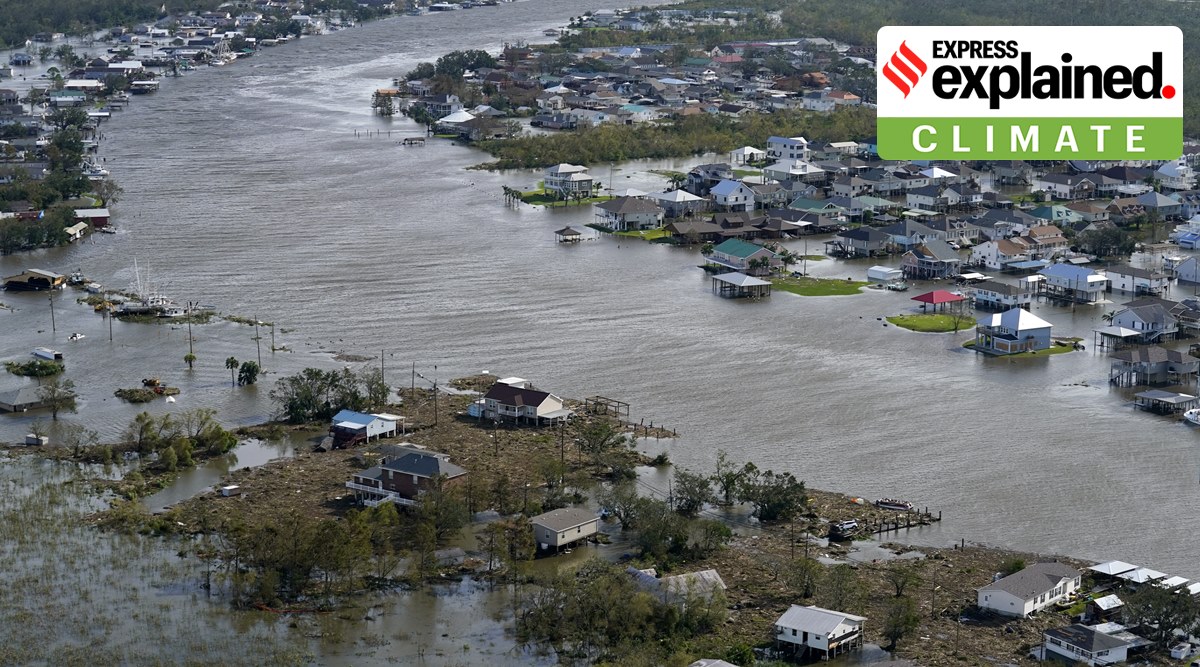 A flooded city is seen in the aftermath of Hurricane Ida, Monday, Aug. 30, 2021, in Lafitte, La. (AP Photo/David J. Phillip)