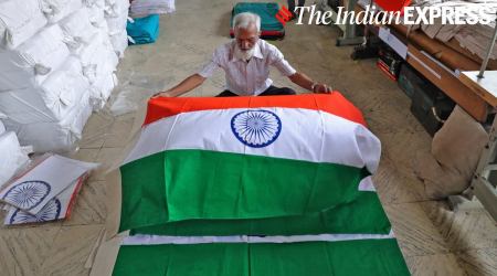 Independence Day, Independence Day 2021, Indian Independence Day, flags, making of the Indian flag, making of the tricolour flag, photos, indian express news
