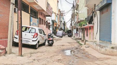 New Govind Nagar in Indore where Tasleem Ali was beaten up on August 22. (Express Photo: Iram Siddique)