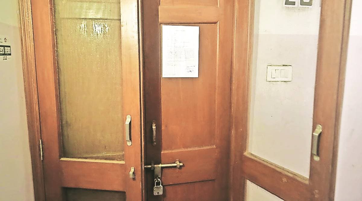 Assam Police notice at the official residence of  MP 
K Vanlalvena in Delhi Saturday. (Express Photo: Praveen Khanna)
