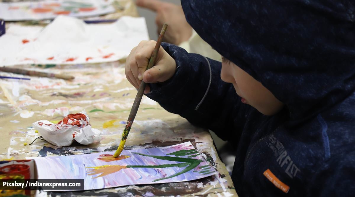 children learning at home, activities for kids, learning and development, painting, playing with clay, physical activities, parenting, indian express news