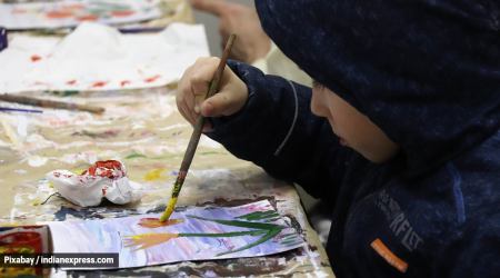 children learning at home, activities for kids, learning and development, painting, playing with clay, physical activities, parenting, indian express news