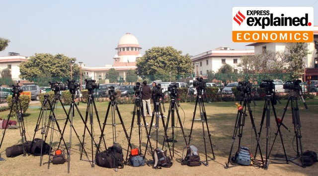 Media outside the Supreme Court. (Express Photo: Prem Nath Pandey)