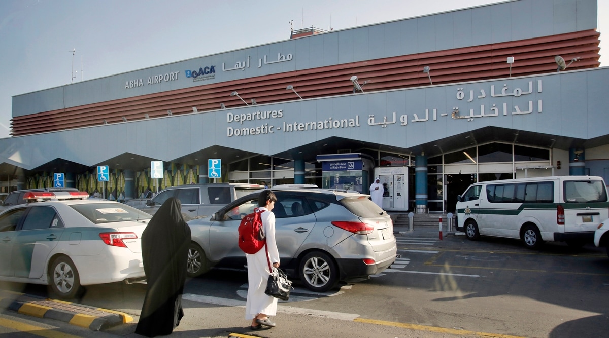 Saudi passengers enter the departure terminal of Abha airport, in southwestern Saudi Arabia. (File/AP)