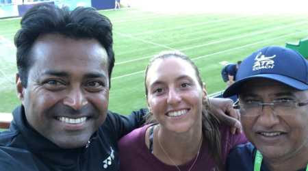 Sanjay Singh with Leander Paes.