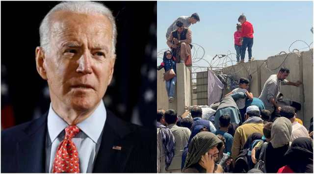 Joe Biden; A man pulls a girl to get inside Hamid Karzai International Airport in Kabul, Afghanistan August 16, 2021. (Photo: Reuters)