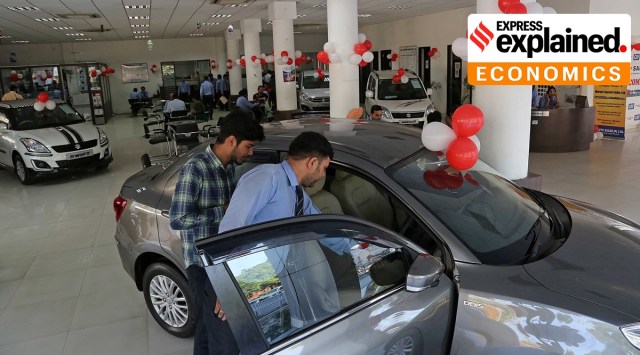 At a car showroom. (Express Photo: Jaipal Singh, File)