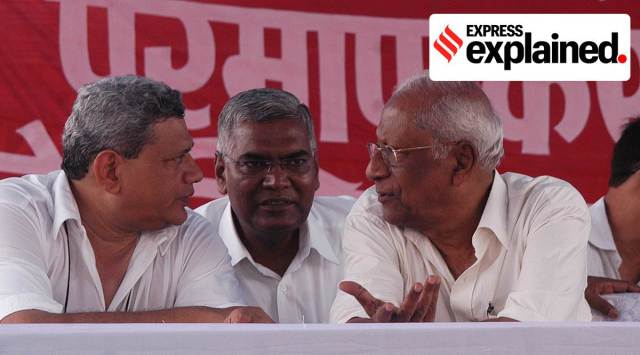 Left leaders at a rally against the nuclear deal and other issues in 2008, when they withdrew support to UPA. (Express Archive)